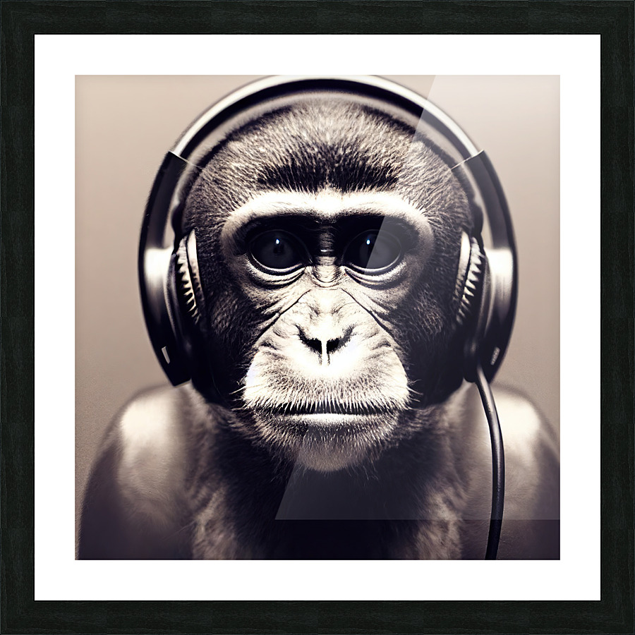 Monkey with Headphones Picture Frame print