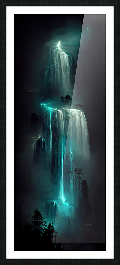 Bioluminescent Waterfall   Picture Frame print