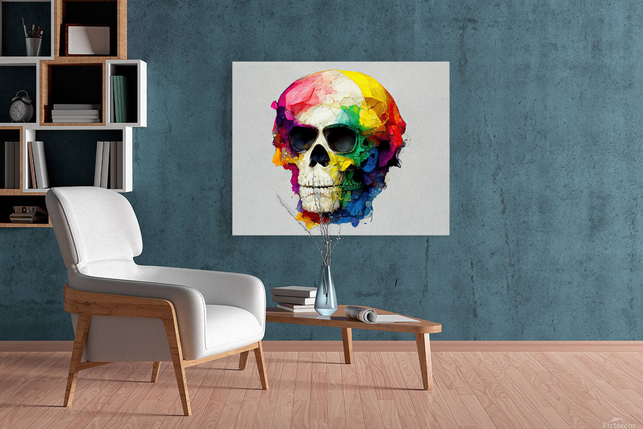 Human Skull Color Study Reproduction