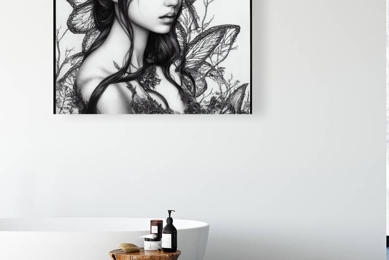 Fairy Drawing in Pen and Ink by AIWTF