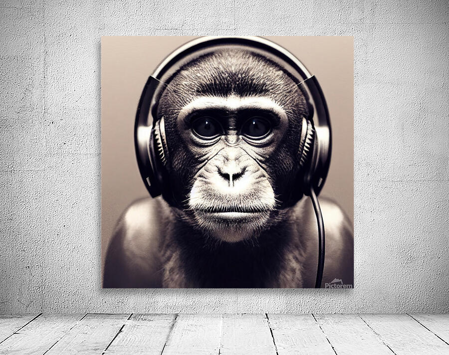 Monkey with Headphones Wall Preview