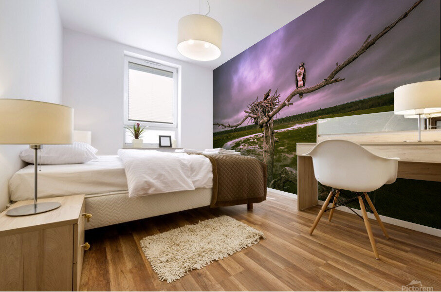 purple bird rev Mural print