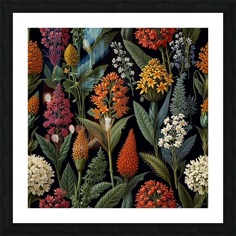 Botanical Seamless Pattern Picture Frame print