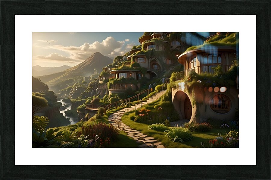 Hobbit city Picture Frame print