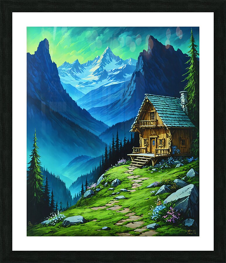 landscape with a tiny house Picture Frame print