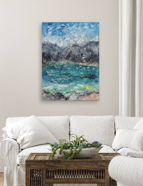 Italian Lago di Garda Impasto Oil Painting by Indrani Ghosh