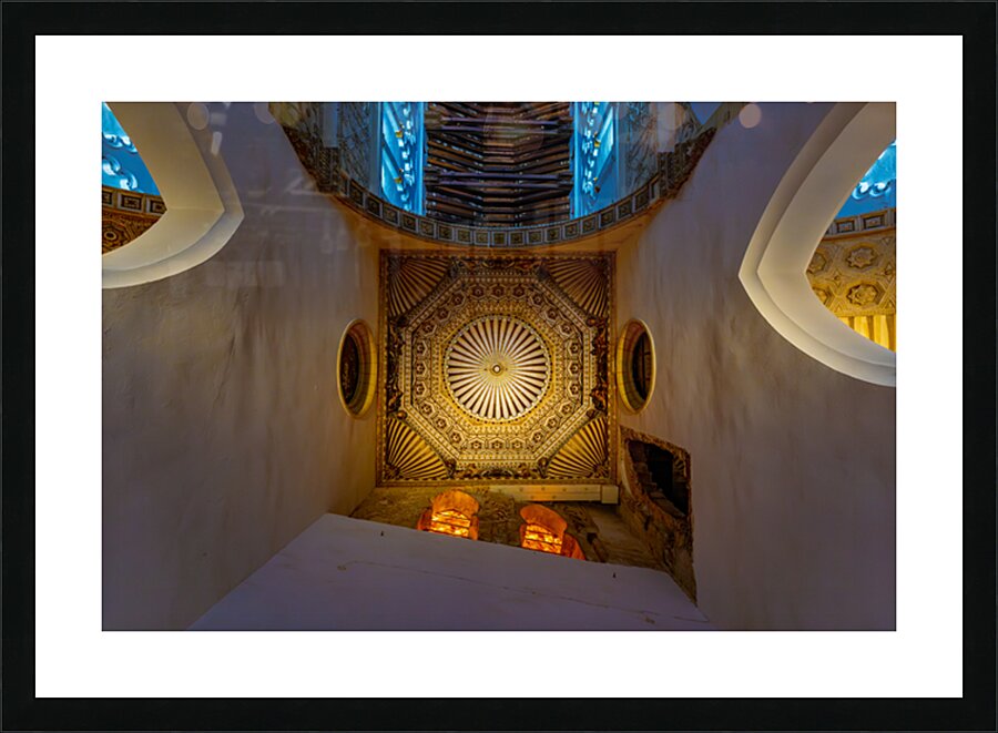 Ceiling Geometry in Blue Picture Frame print