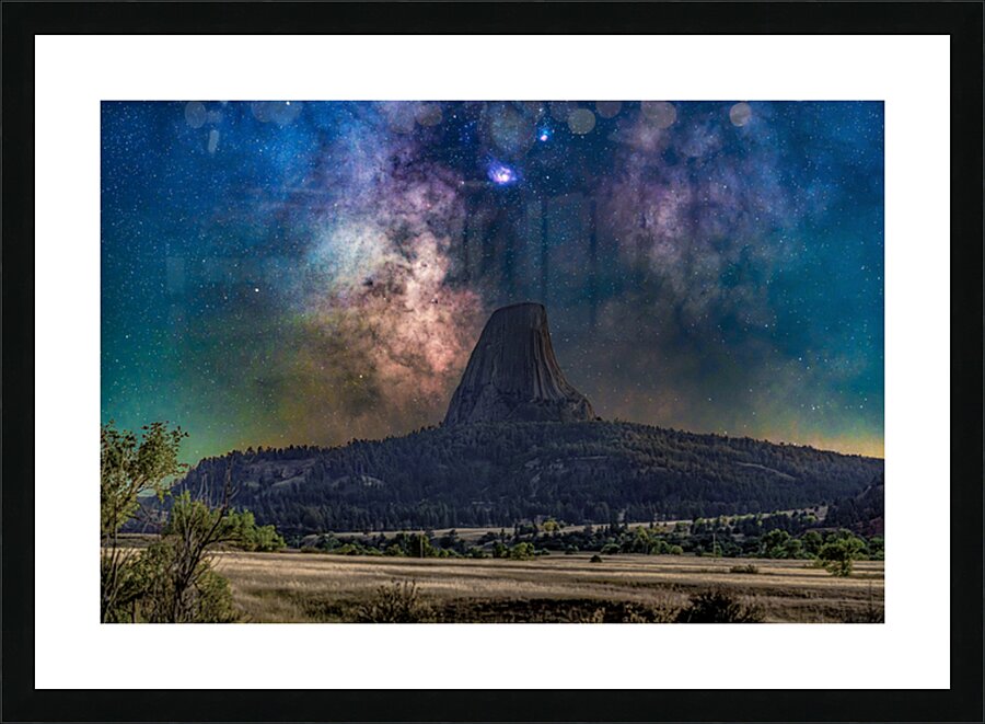 Lagoon Nebula over Devils Tower Picture Frame print