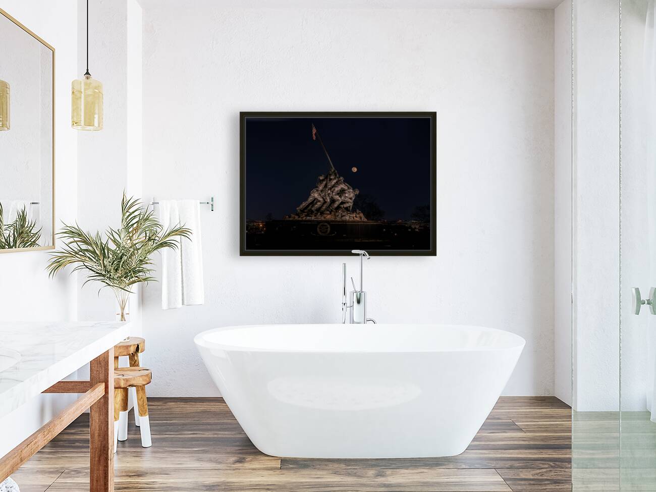 Iwo Jima Memorial Moonrise Reproduction