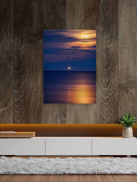Moon over Harbor of Refuge Lighthouse by Geoffrey Prior