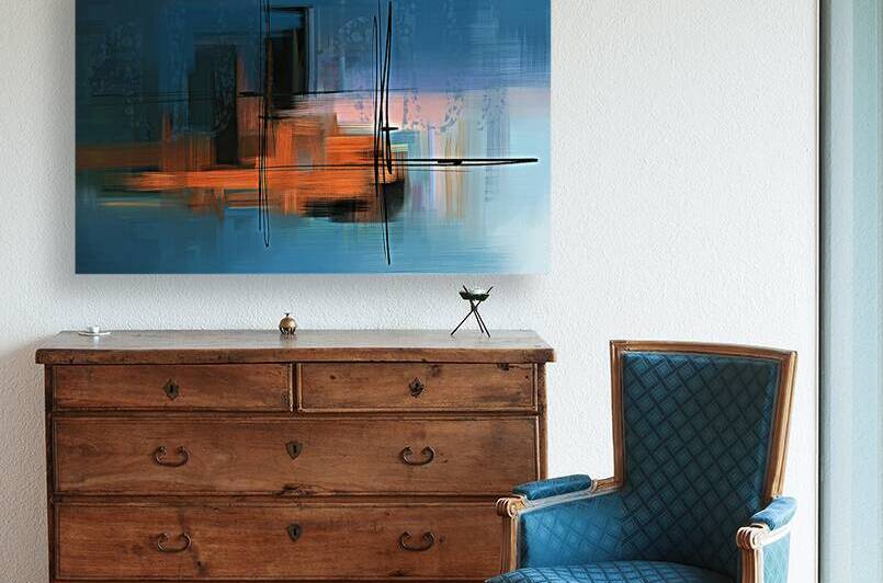 Dynamic Cityscape: Bold Lines in Orange and Blue by JustArt Digital