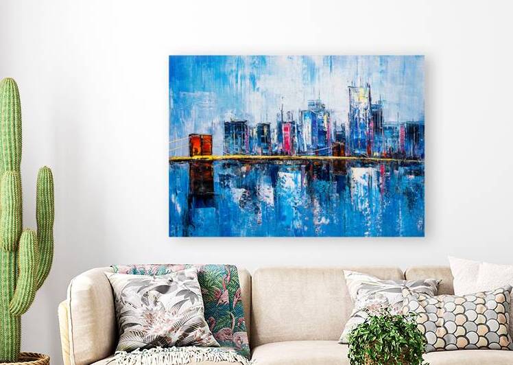 Abstract Skyscraper Panorama: Artistic Oil Cityscape by JustArt Digital