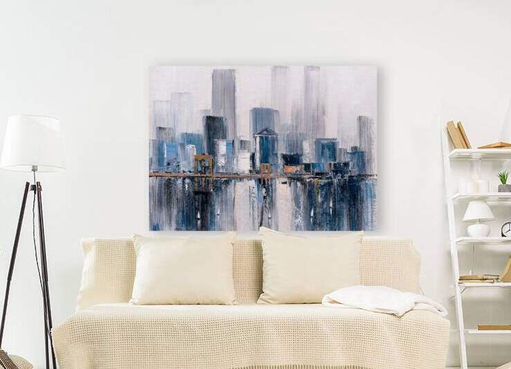 Textured Abstraction: Brooklyn Bridge in Contemporary Oil by JustArt Digital