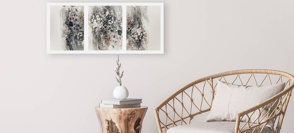Beige Abstractions: Muted Contemporary Acrylic Set by JustArt Digital