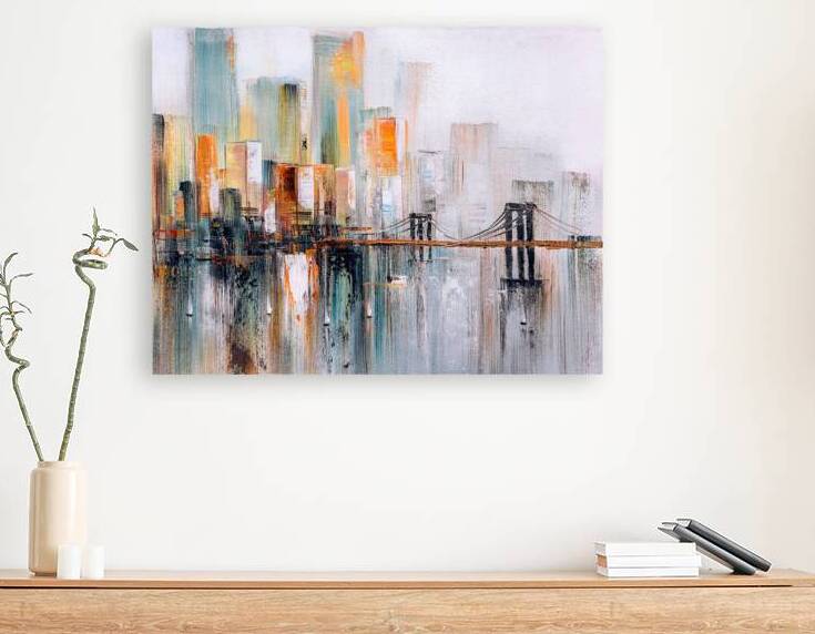 Sunset Over Brooklyn: Contrasting City Oil Painting by JustArt Digital