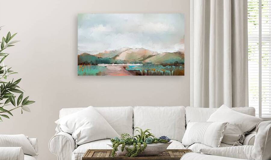 Vibrant Semi-Abstract Landscape: Colorful Oil Painting by JustArt Digital