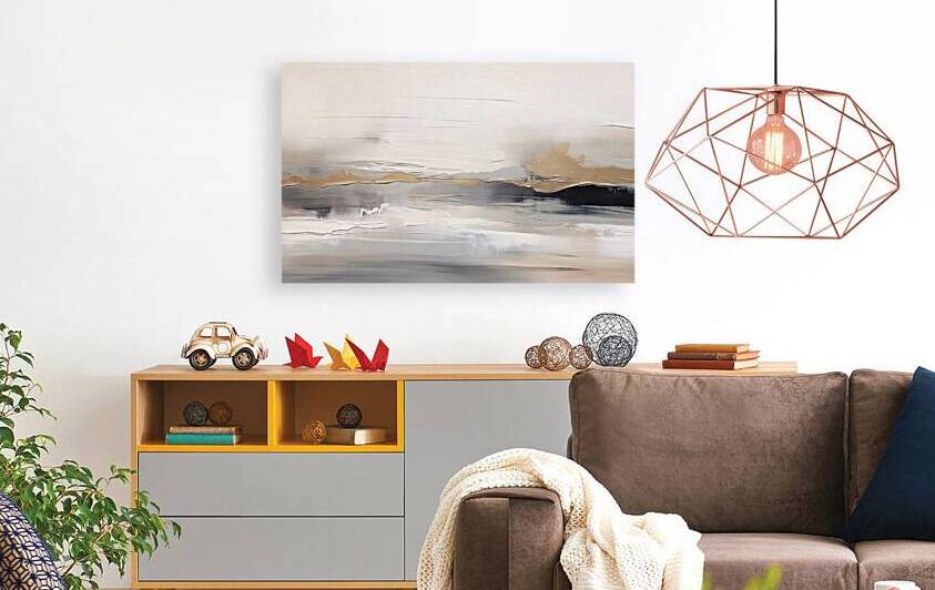 Golden Strokes: A Trio of Modern Abstract Wall Panels by JustArt Digital