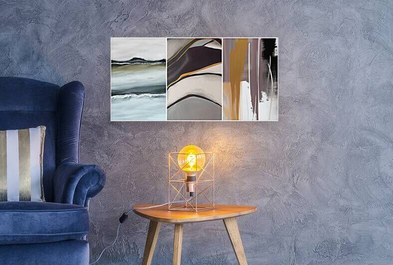 Minimalist Neutrals – Soft Geometric Abstract Trio by JustArt Digital