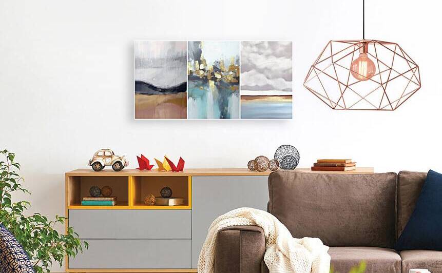 The Modern Abstract Narrative: Trio of Original Paintings for Interiors by JustArt Digital