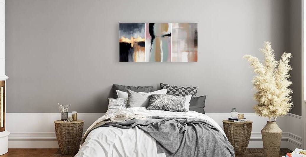 Abstract Forms in Motion: A Set of Three Original Modern Paintings by JustArt Digital