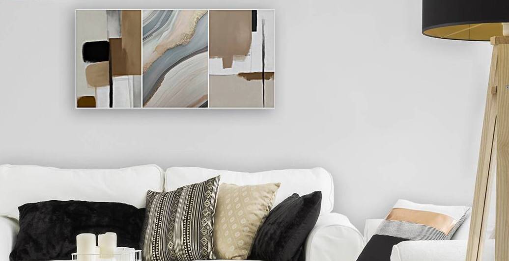 Modern Abstract Medley: Trio of Original Paintings for Interior Design by JustArt Digital