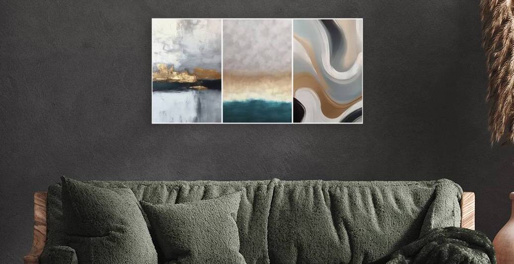Modern Abstract Artscape: A Triad of Original Paintings for Contemporary Interiors by JustArt Digital