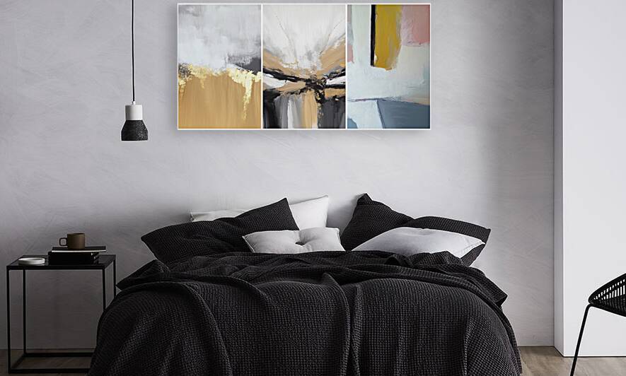 Modern Abstract Artscape: A Triad of Original Paintings for Contemporary Interiors by JustArt Digital