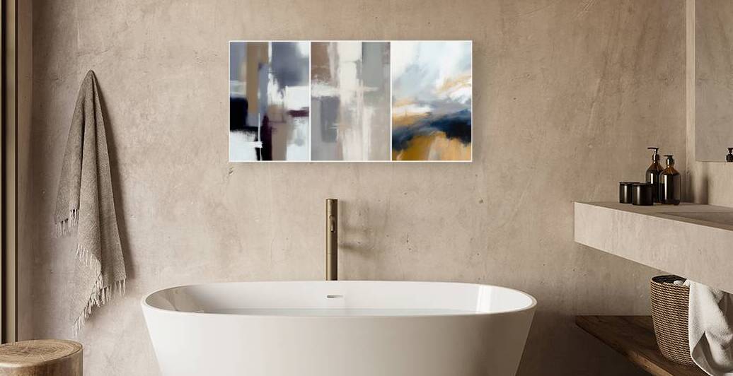 Abstract Watercolor GeomTriptych of Modern Abstract Visions - Original Art for Contemporary Spacesetric Art Patter p18 by JustArt Digital