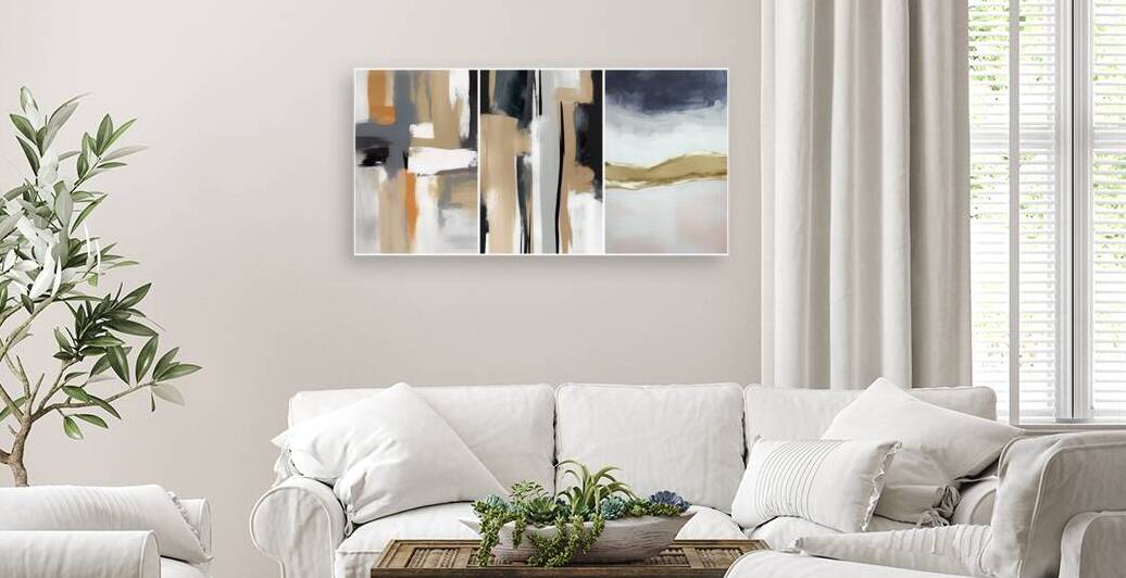 Modern Abstract Rhythms: A Trio of Harmonious Paintings by JustArt Digital