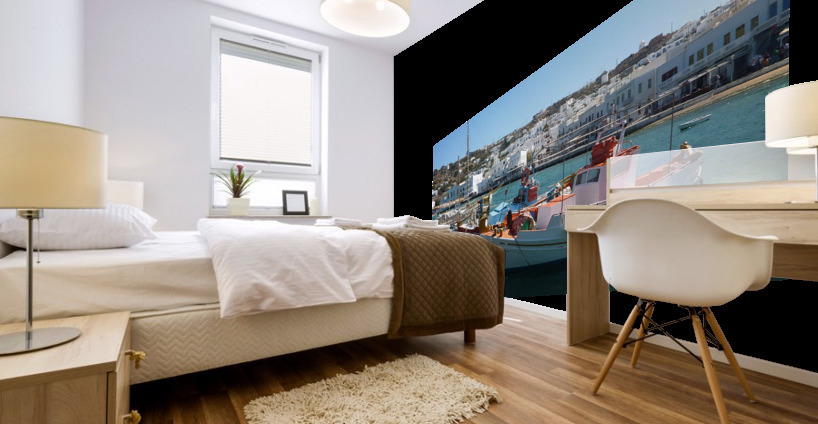 Mykonos Harbor Mural print