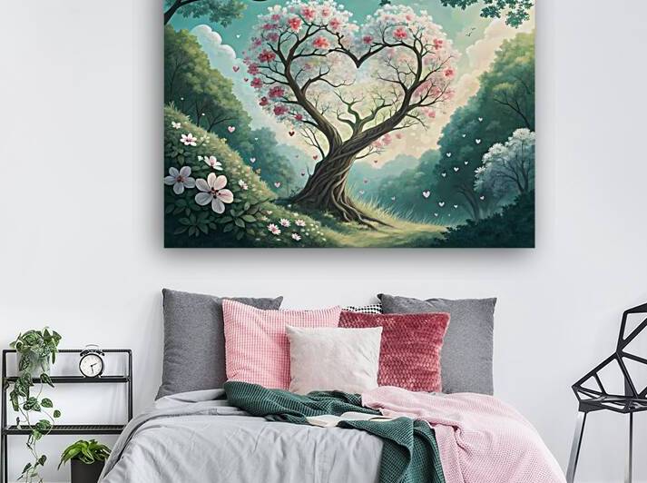 Enchanted Heart: A Blossoming Tree in a Lush Forest by Lux