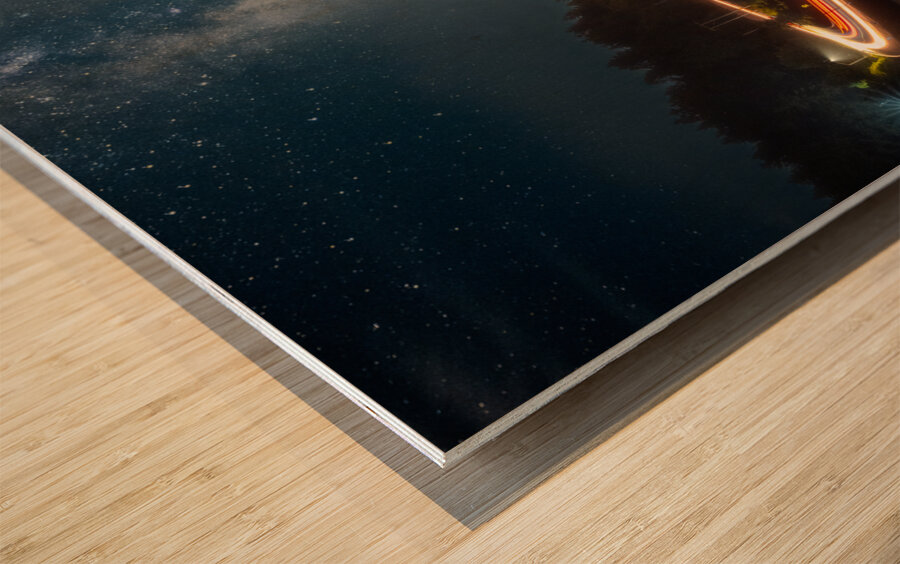 City Lights and Starry Nights Wood print