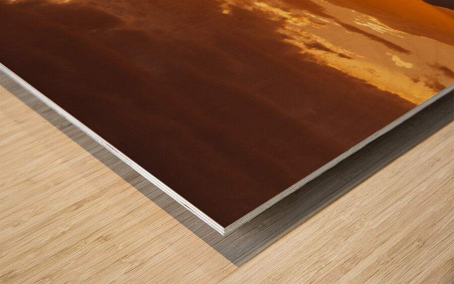 Sunset on Fire Wood print