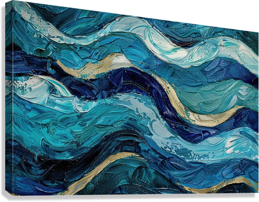 Azure Currents Gold Ripples J39D2H 48 Canvas Print