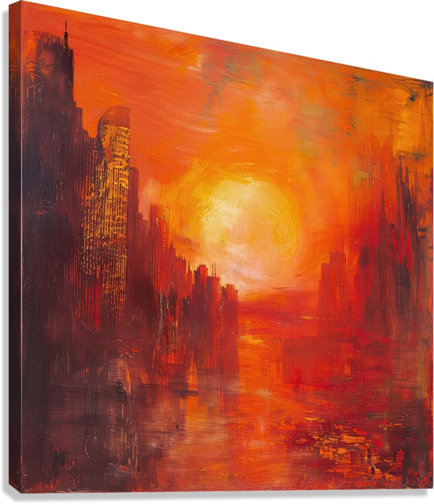 Crimson Cityscape Sunset 8H29NP 45 Canvas Print