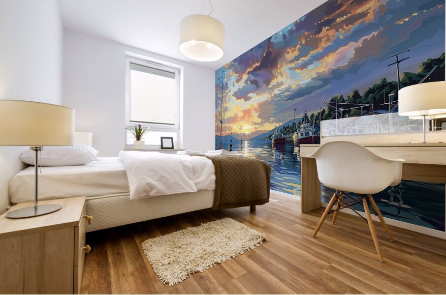 Harbor at Sunset Mural print