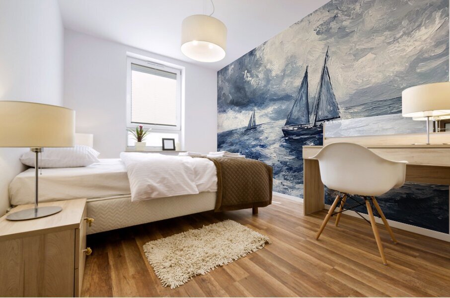 Azure Voyage Beneath Storm Clouds 7H9N2P 55 Mural print