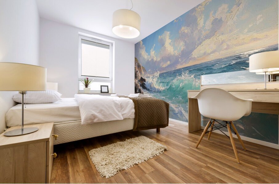 Azure Waves Crashing Y39H7 45 Mural print