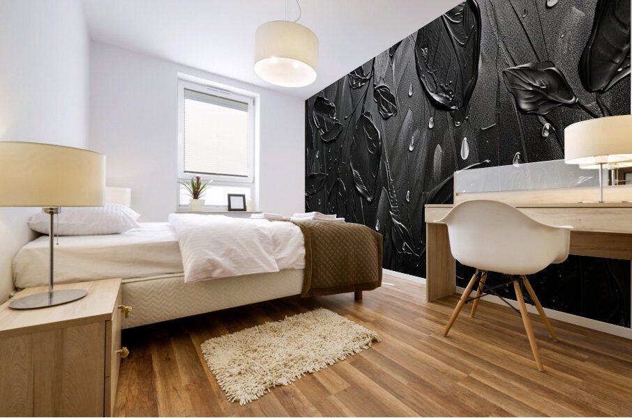 Black Rain Leaves 7P3H2N 49 Mural print