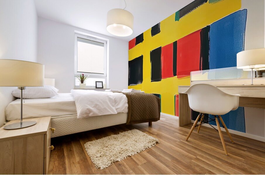 Chromatic Grid Interplay 7P3HK2 65 Mural print