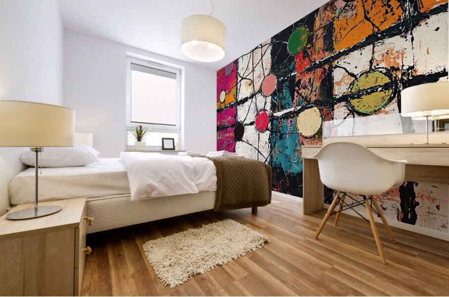 Chromatic Grid Interplay 92HJ8 55 Mural print