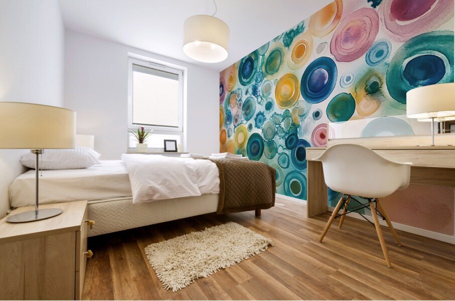 Chromatic Orbs Dance Y92H5N 45 Mural print