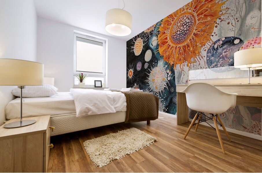 Cosmic Bloom Cascade 9H3N2Z 55 Mural print