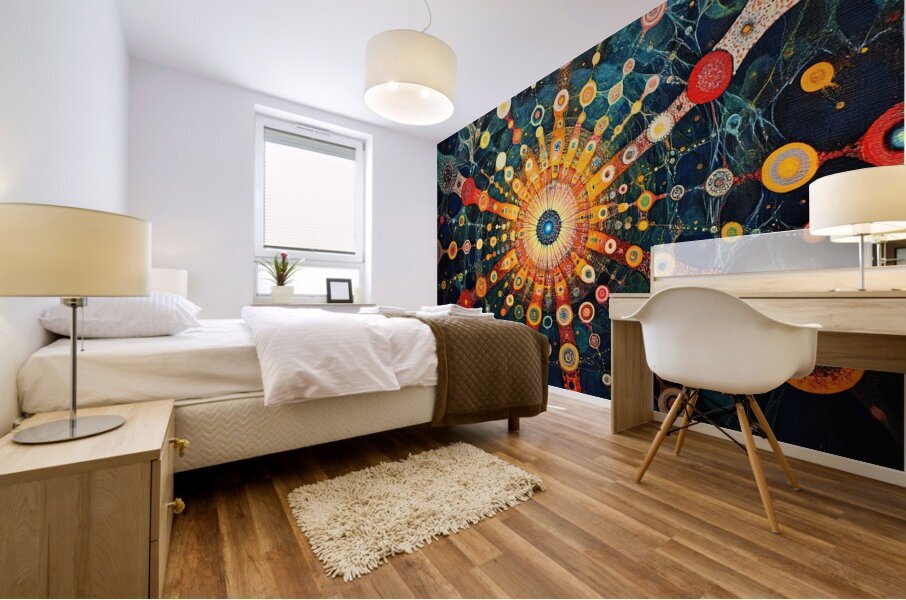 Cosmic Bloom Network H7P9N2 55 Mural print
