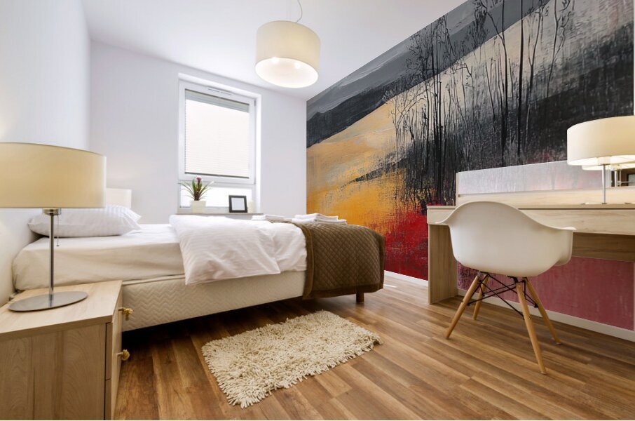 Crimson Horizon Echoes Y29N7 57 Mural print