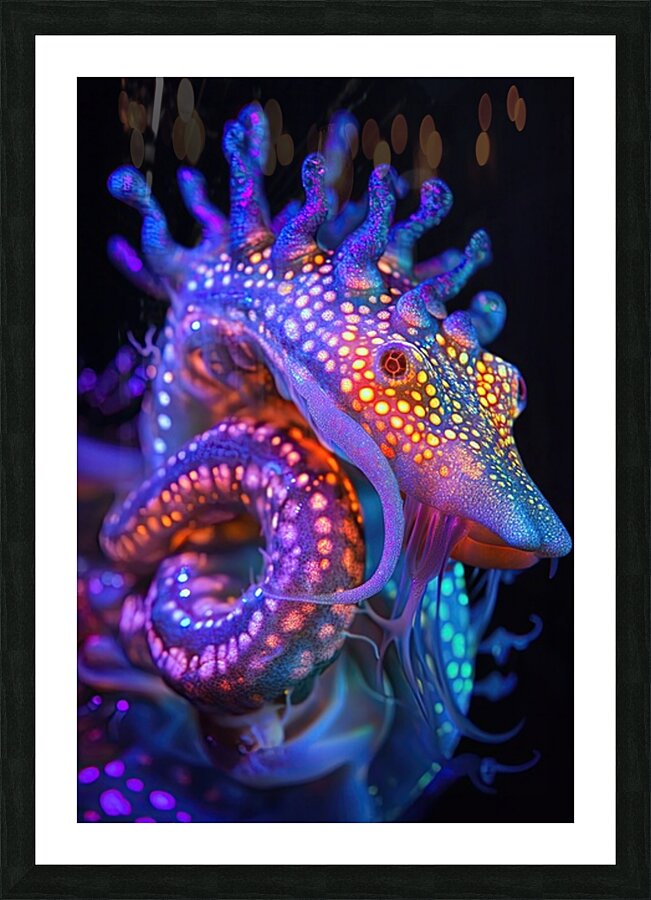 Bioluminescent Seahorse 92D3H7 69 Picture Frame print