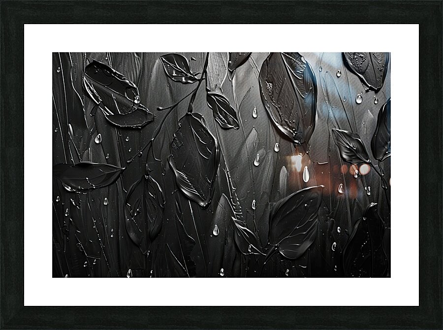 Black Rain Leaves 5H2N9Z 45 Picture Frame print