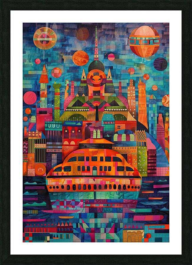 Celestial Cityscape Harbour 792B4K 45 Picture Frame print
