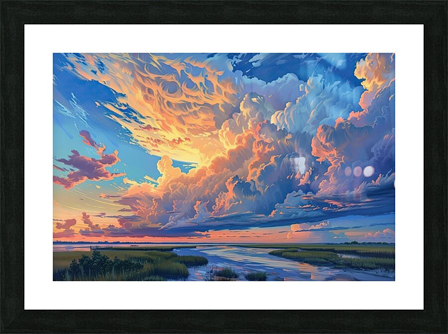 Celestial River Sunset H3N9P 51 Picture Frame print