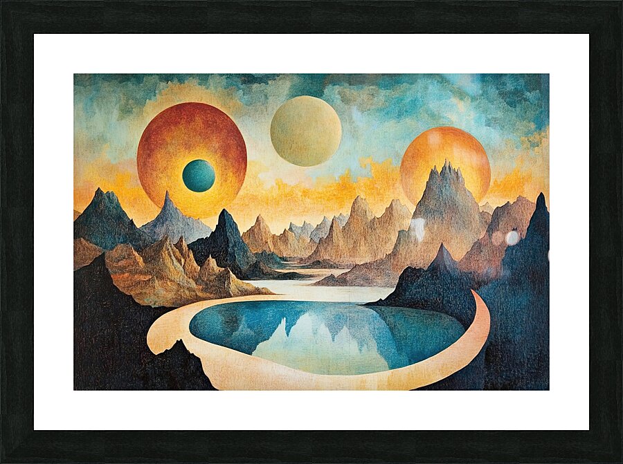 Celestial Triad Over Azure Lake 7P3H2N 57 Picture Frame print